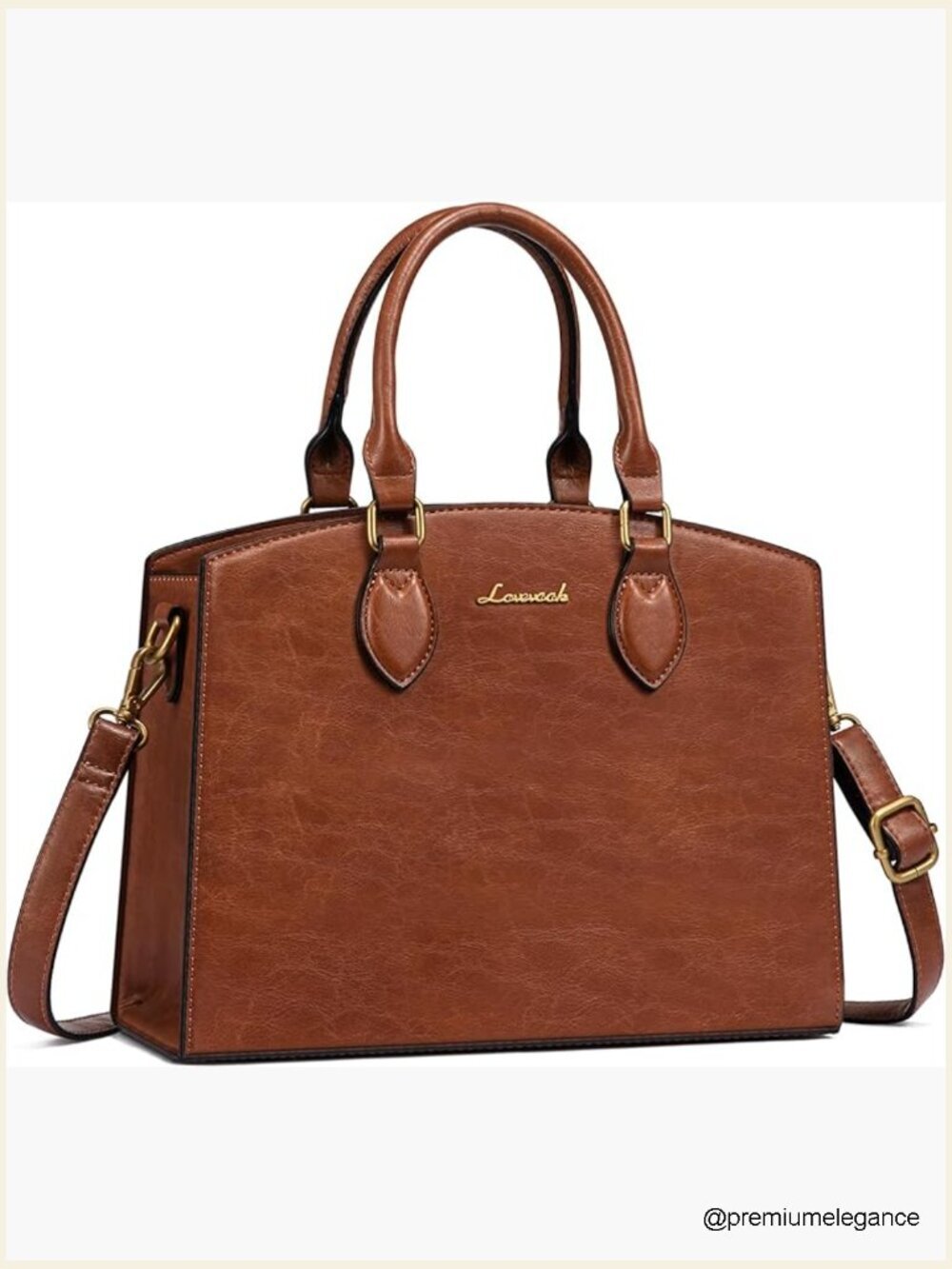 Vintage PU Leather Tote Satchel Bag, Medium Shoulder Purse